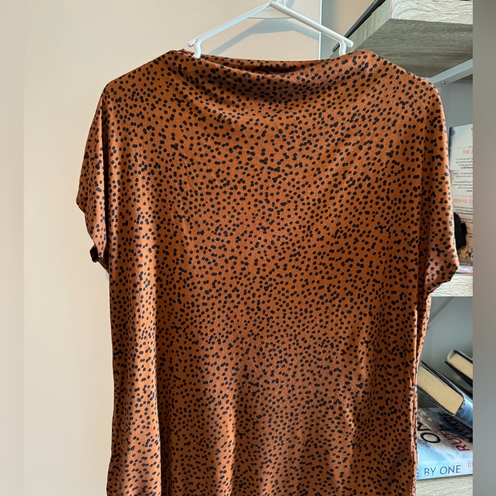 Reiss Brown and Black Short Sleeve Top